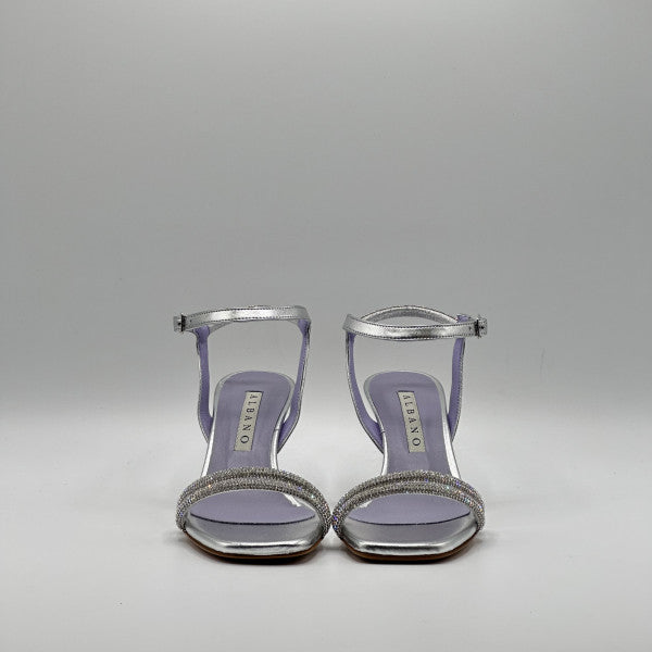 Sandalo Albano in microfibra e strass argento 3261