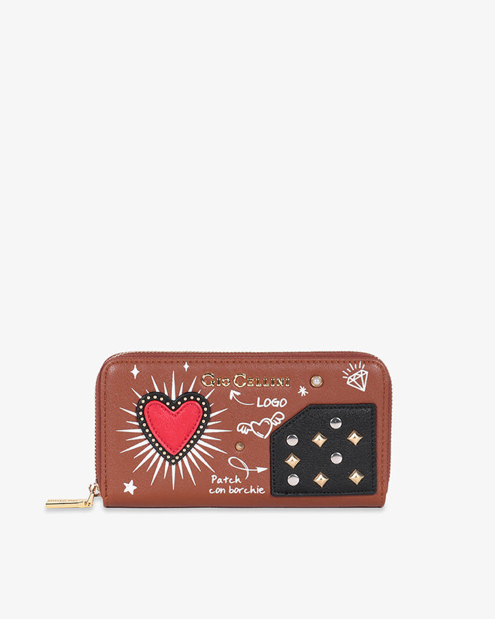 PORTAFOGLIO ZIP AROUND STELLA HEARTS DI GIO CELLINI hh67