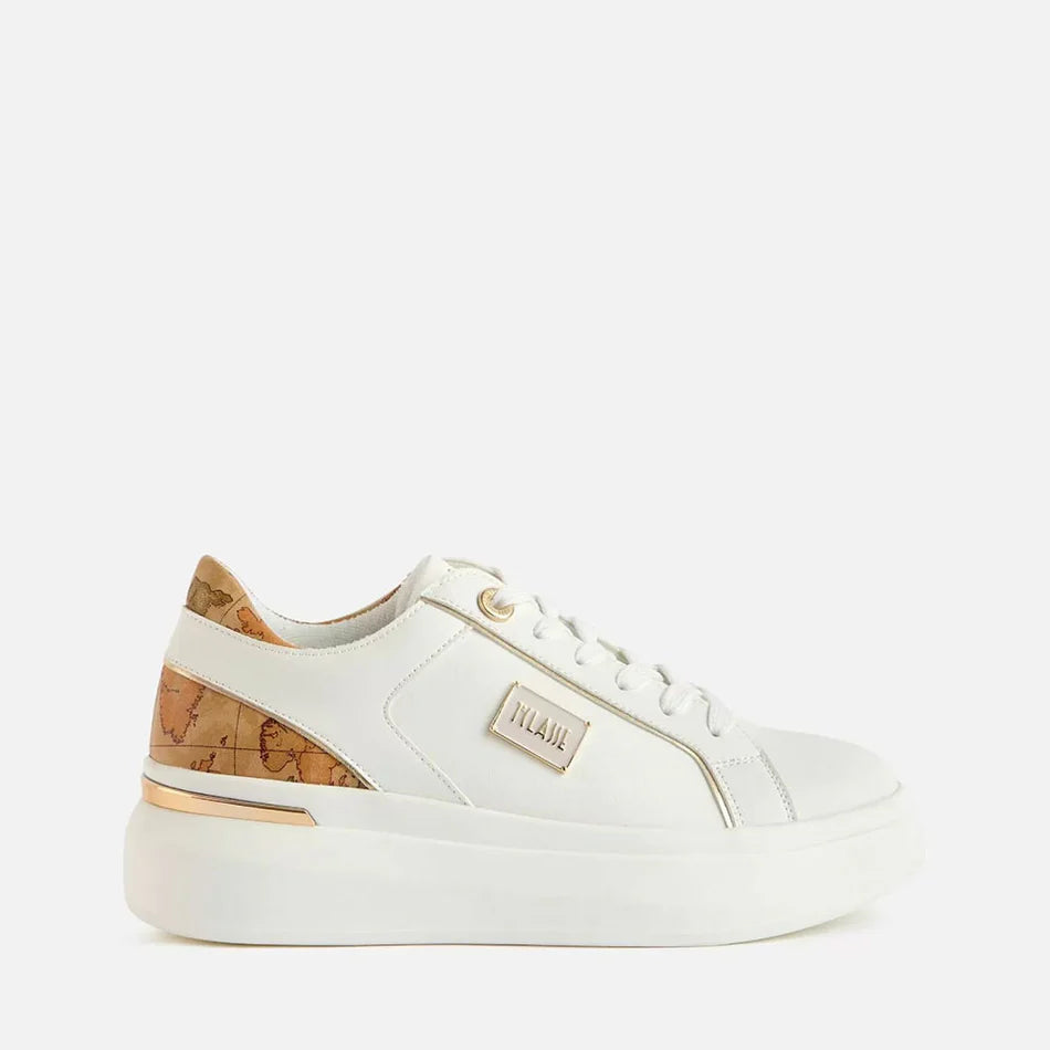 Sneakers Platform Donna 1A Classe Alviero Martini Bianche con lettering Alviero Martini