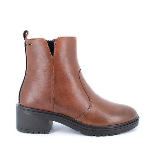 STIVALETTI CON TACCO IN PELLE DA DONNA COGNAC IGI&CO