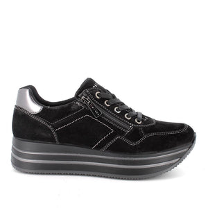 SNEAKERS CON ZEPPA IN PELLE DA DONNA NERO