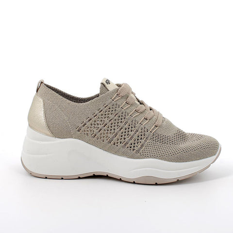 Sneakers con zeppa da donna beige-platino IGI&CO