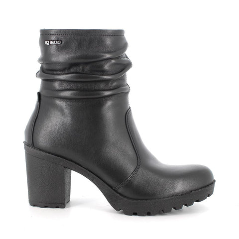 Stivaletti con tacco in pelle da donna IGI nero IGI&CO