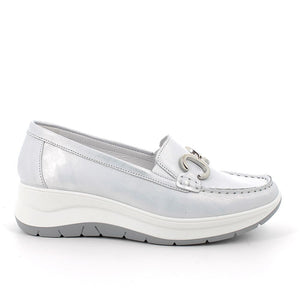 Mocassini con zeppa da donna argento con elastico IGI&CO
