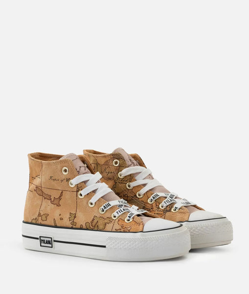 Sneakers alte in canvas stampa Geo Classic Naturali Alviero Martini
