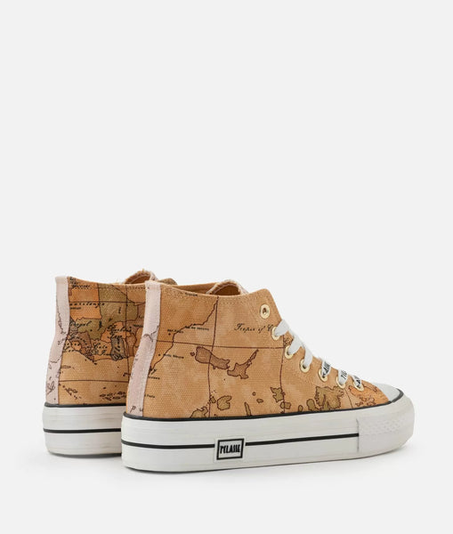 Sneakers alte in canvas stampa Geo Classic Naturali Alviero Martini