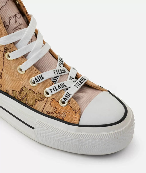 Sneakers alte in canvas stampa Geo Classic Naturali Alviero Martini