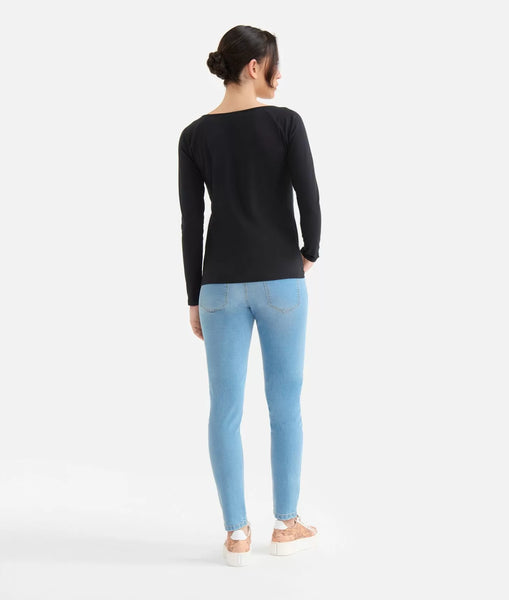 T-shirt a maniche lunghe in jersey di cotone stretch con spicchi Geo Classic Nera Alviero Martini