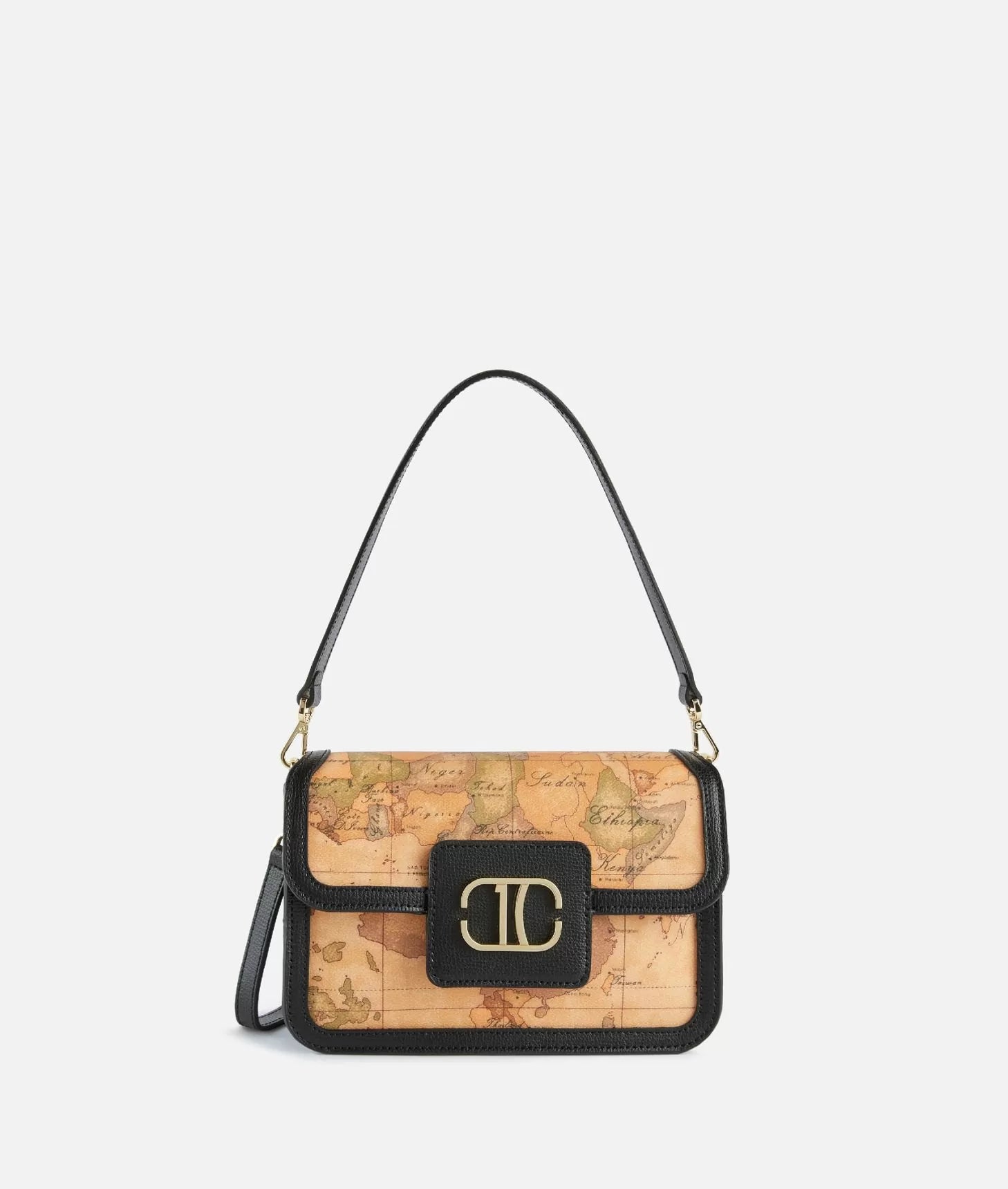 Frame Bag tracollina con patta stampa Geo Classic Nera Alviero Martini