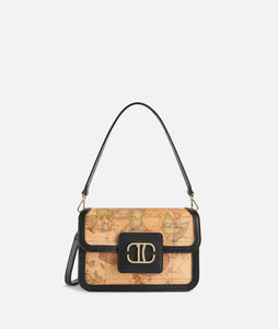 Frame Bag tracollina con patta stampa Geo Classic Nera Alviero Martini