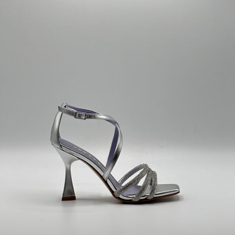 Sandalo Albano metallizzato argento con strass 3216 Albano