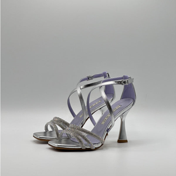 Sandalo Albano metallizzato argento con strass 3216 Albano