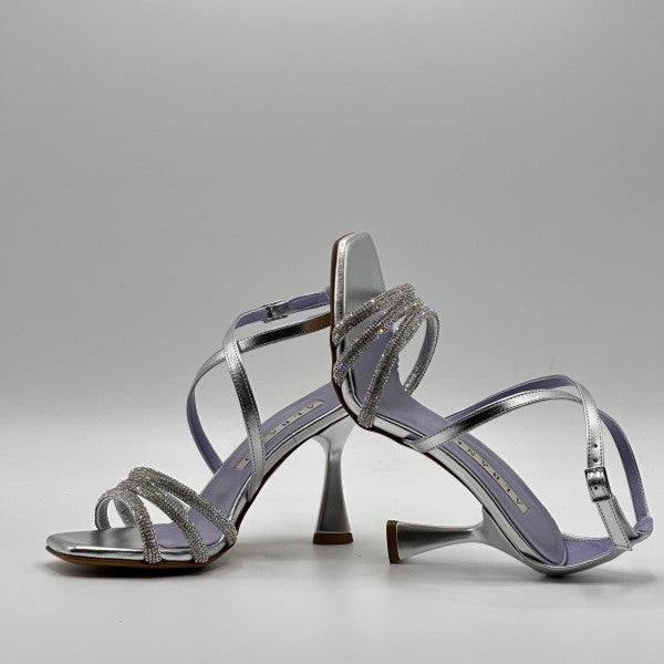 Sandalo Albano metallizzato argento con strass 3216 Albano