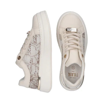Sneakers platform stampa Geo su tessuto e accessori logati Alviero Martini