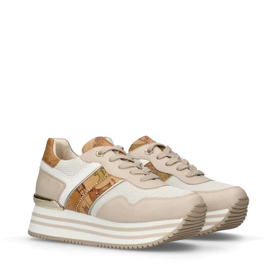 Sneakers zeppa multirighe e dettaglio in strass Alviero Martini
