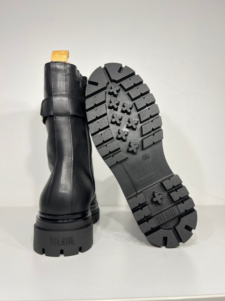 Anfibi in pelle liscia con inserto in tessuto Geo Neri - Matipelletterie