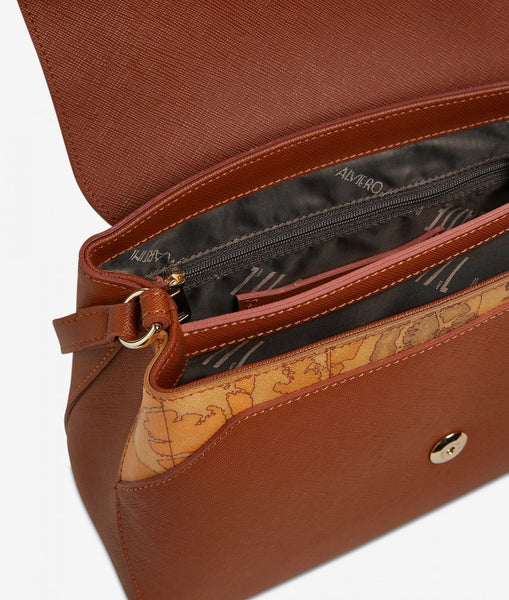 Borsa a tracolla con patta Alviero Martini in tessuto saffiano Terracotta - Matipelletterie