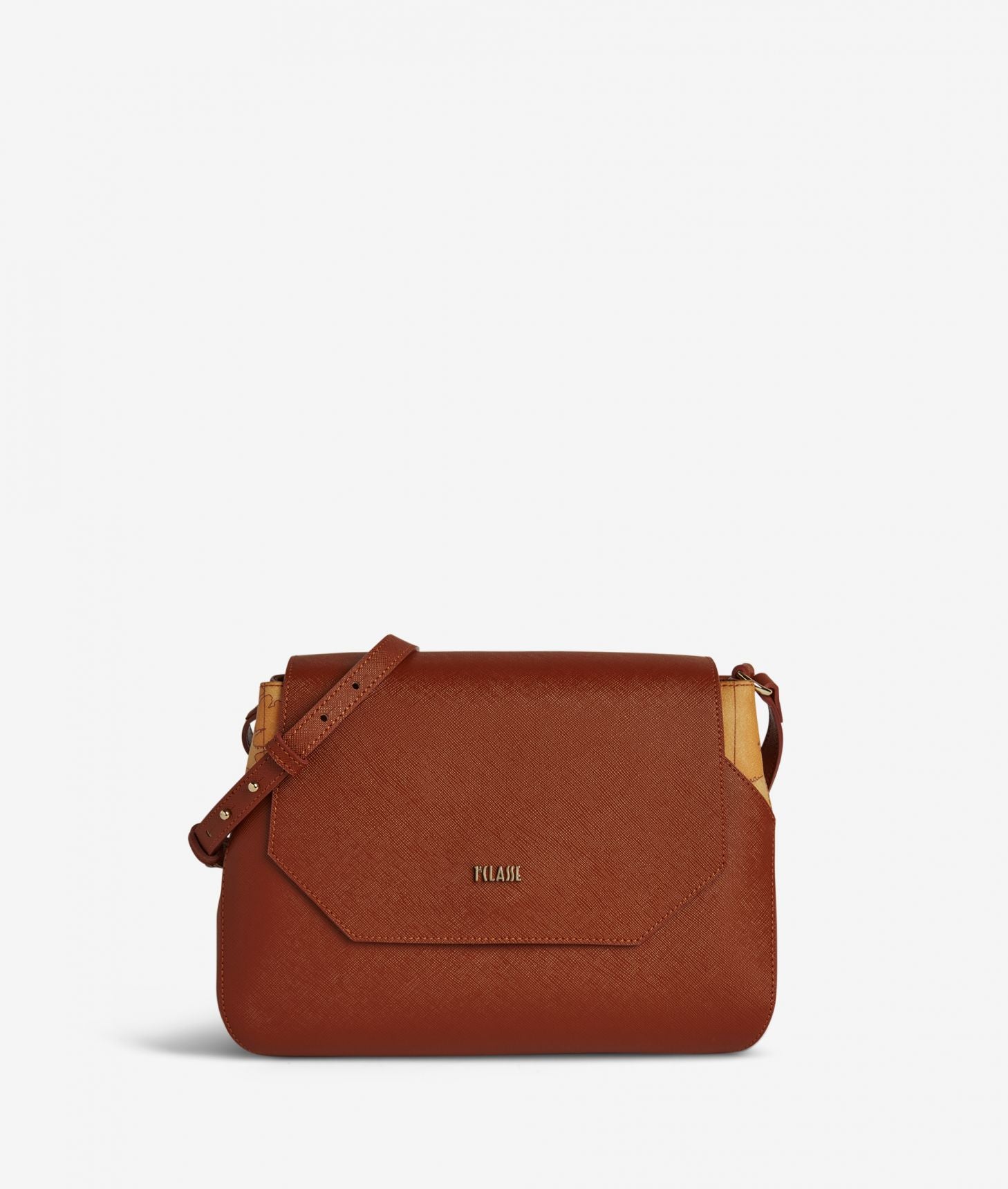 Borsa a tracolla con patta Alviero Martini in tessuto saffiano Terracotta - Matipelletterie
