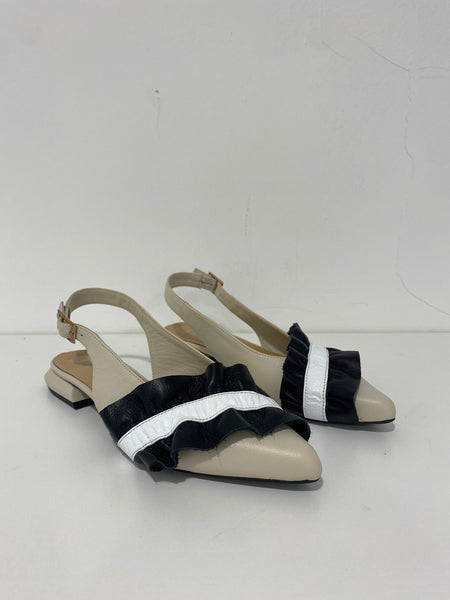 Ballerina Epochè slingback in pelle con rouges 304 Beige - Matipelletterie