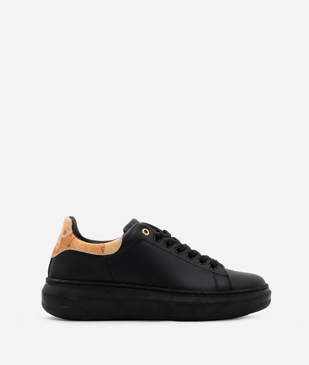 Sneakers in pelle e nappa stampa Geo Classic Nero