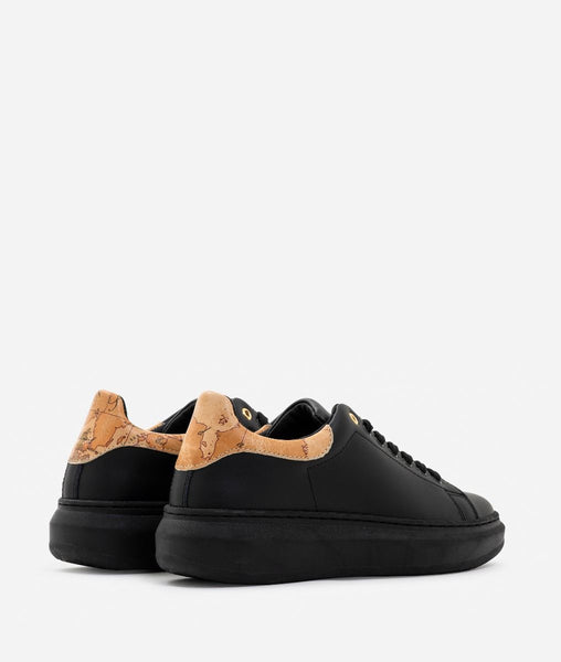 Sneakers in pelle e nappa stampa Geo Classic Nero Alviero Martini