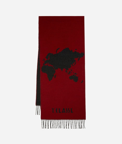 Sciarpa Geo Pieno con frange Rosso. Alviero Martini