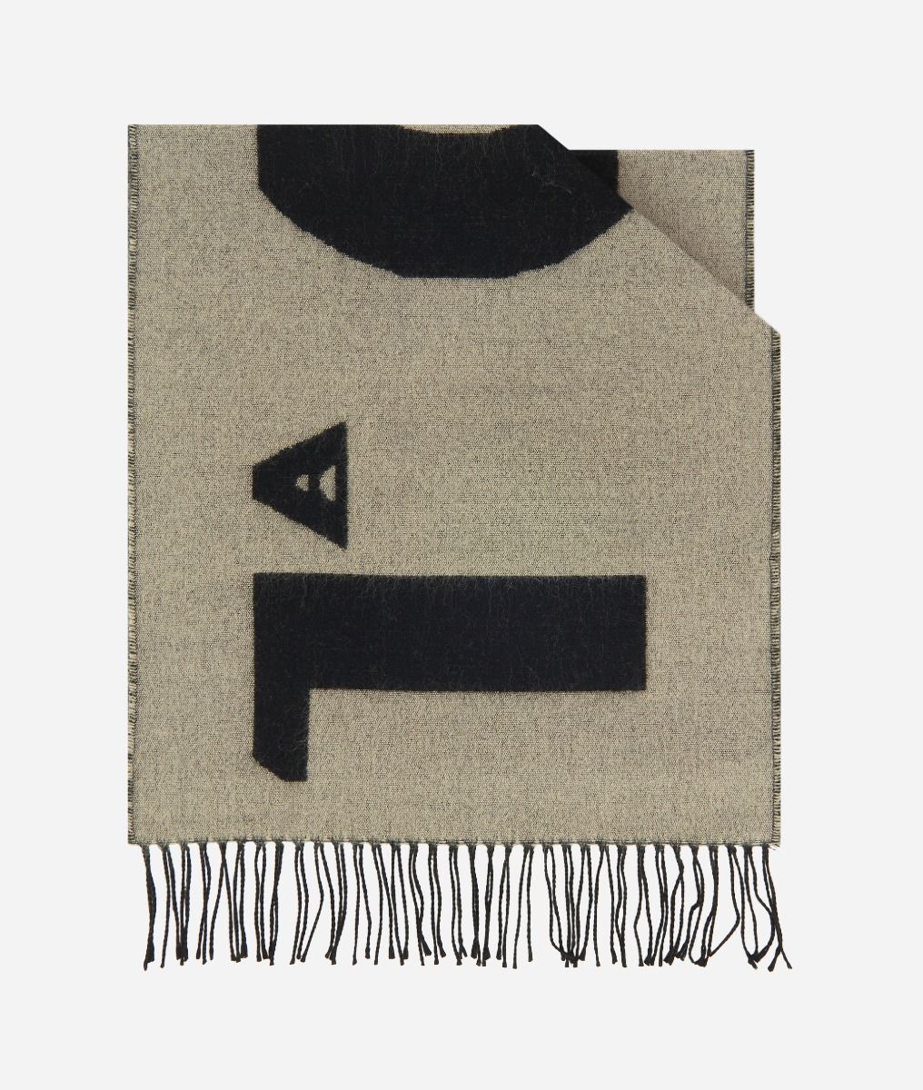 Sciarpa Logo Grande con frange Fango. 283
