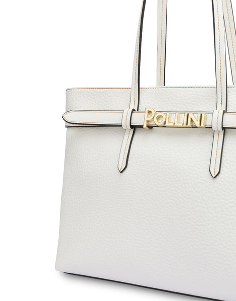 Shopping bag Pollini Gold Belt Bianco