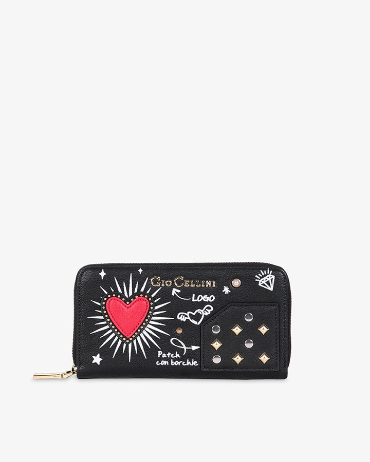 PORTAFOGLIO ZIP AROUND STELLA HEARTS DI GIO CELLINI hh67 Matipelletterie