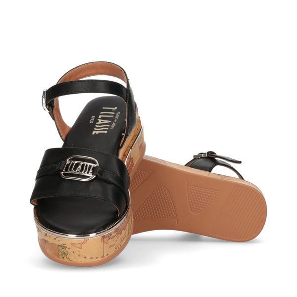 SANDALI PLATFORM CON STAMPA GEO CLASSIC NERO 1539 Alviero Martini