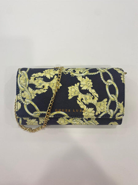 Portafoglio in pelle con catenella Guess Luxe Black multi