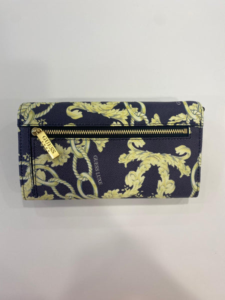Portafoglio in pelle con catenella Guess Luxe Black multi