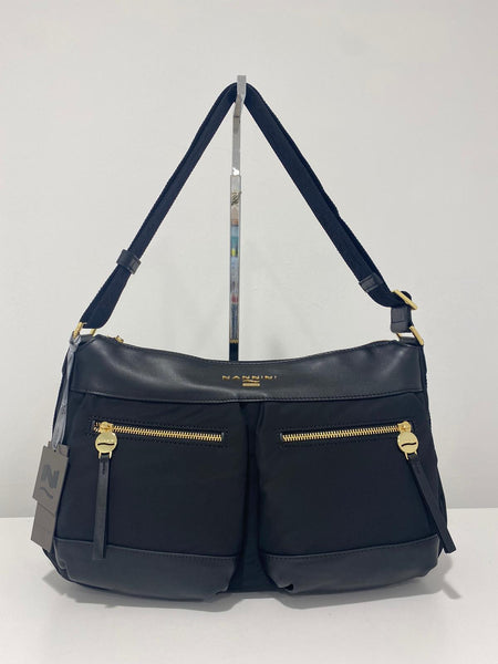 Borsa a tracolla Nannini in tessuto tecnico e pelle Nero