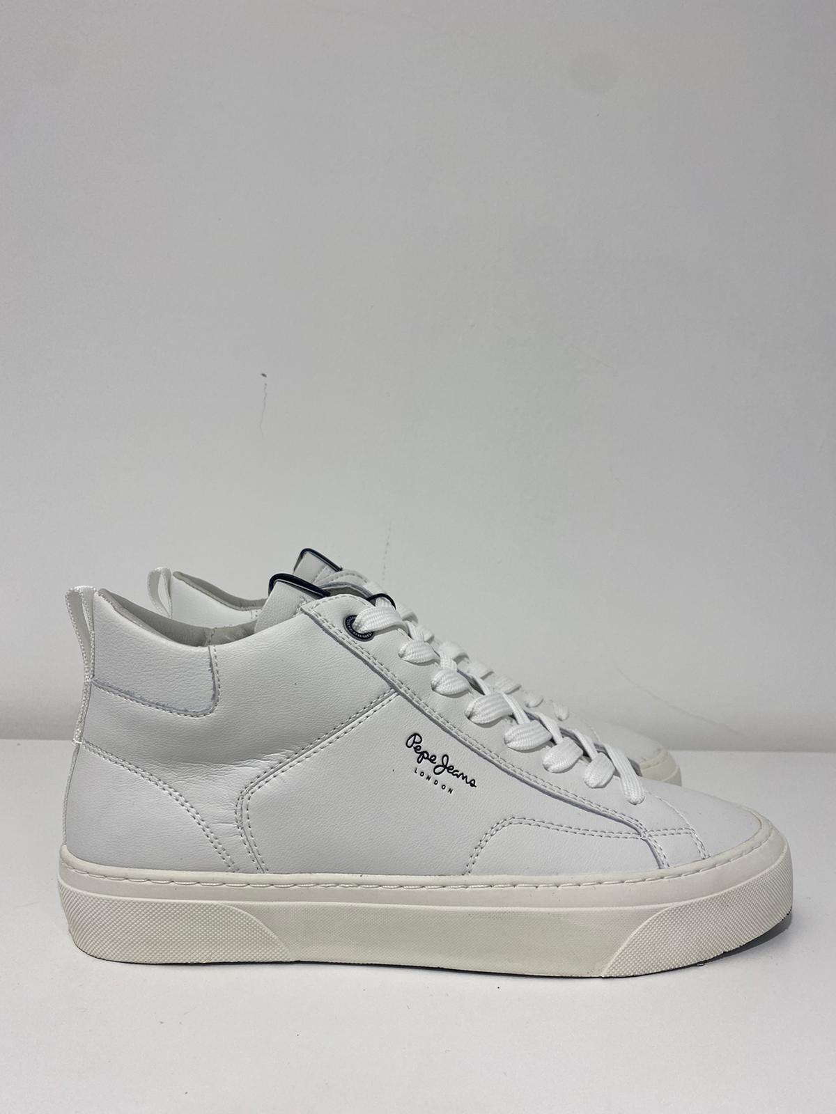 Sneakers uomo alta in pelle Pepe Jeans Bianco