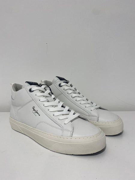 Sneakers uomo alta in pelle Pepe Jeans Bianco