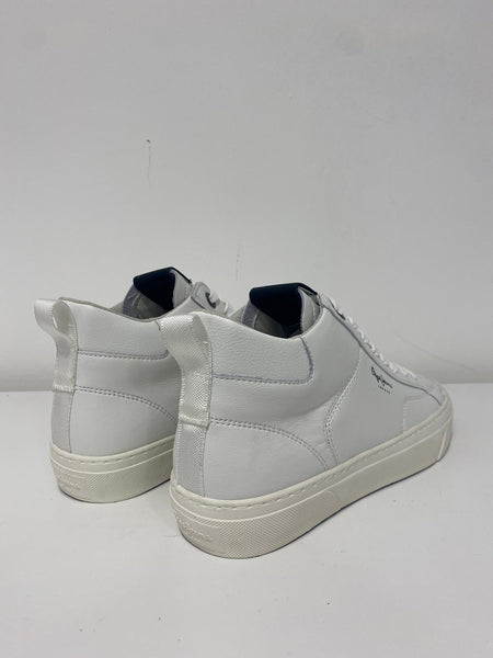 Sneakers uomo alta in pelle Pepe Jeans Bianco