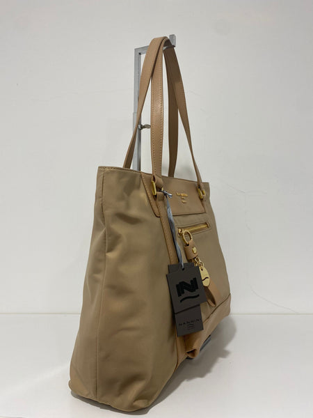 Shopping Nannini tessuto tecnico e pelle beige