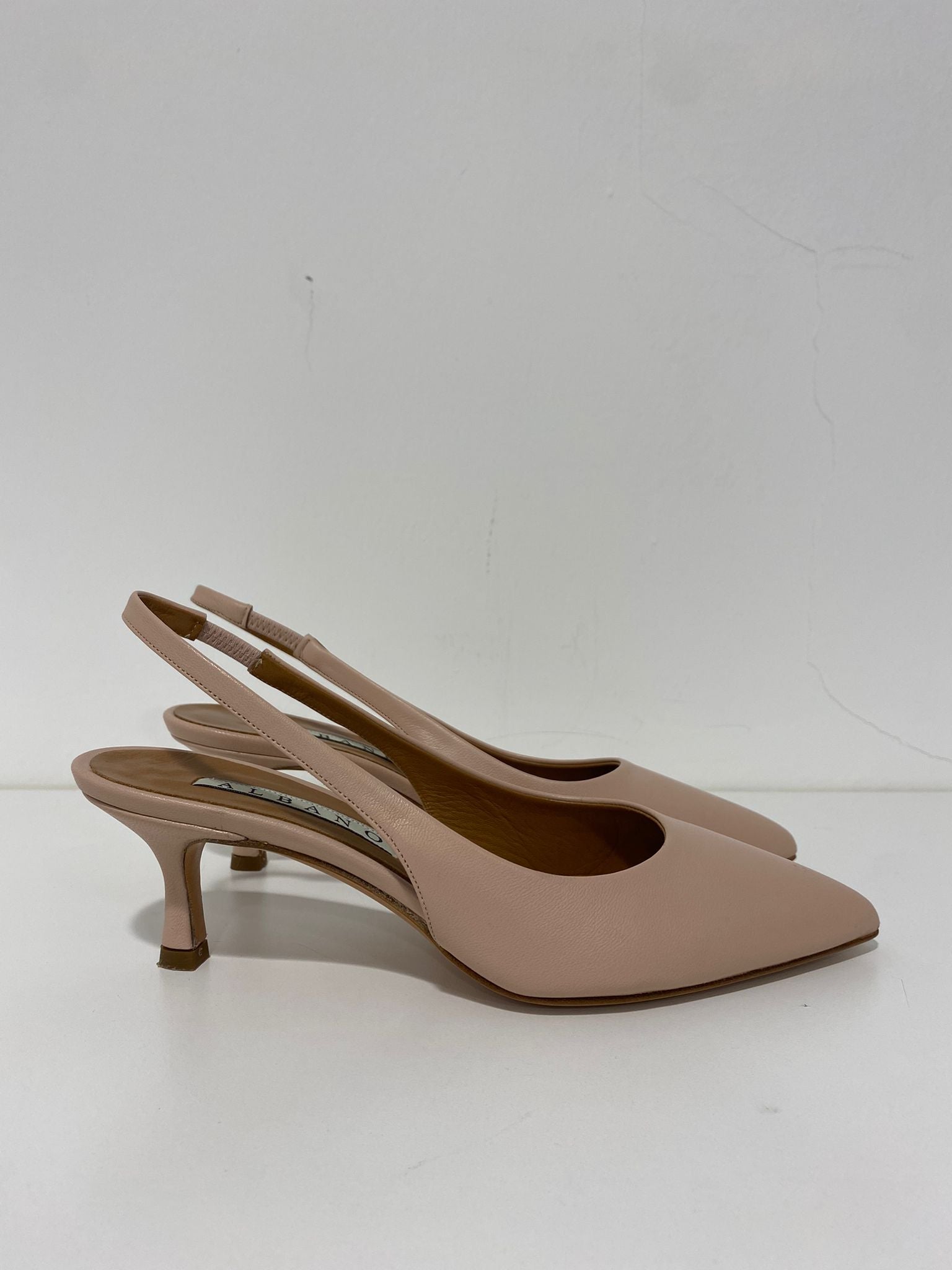 Dècolletè slingback in pelle Albano Cipria