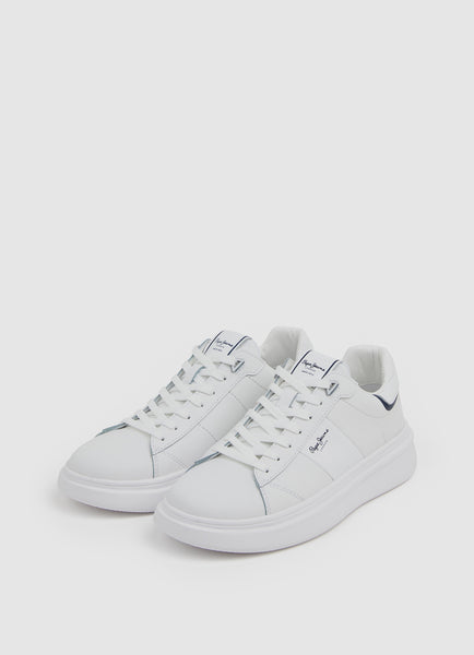 Sneakers pelle Eaton part di Pepe Jeans 896 Bianco